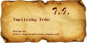 Tepliczky Irén névjegykártya